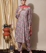 Grey digital print pure silk salwar