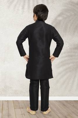 Black plain art silk boys-kurta-pyjama 2