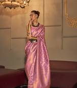 Kanchipuram Silk Woven Traditional Light Pink Saree