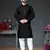 Black embroidered cotton_silk kurta-pajama