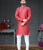pink embroidered cotton_silk kurta-pajama