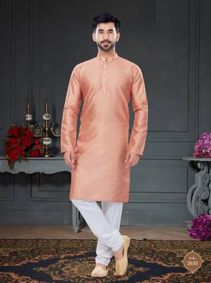 pink printed Silk kurta-pajama 1