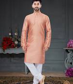 pink printed Silk kurta-pajama