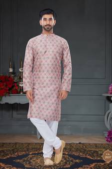 multicolor printed Silk kurta-pajama