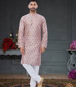 multicolor printed Silk kurta-pajama