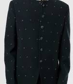 Black hand embroidered bandhgala Paired with solid pant.