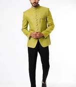 Jodhpuri with embroidered collar & pocket patch with black pant.