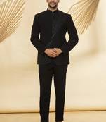 jodhpuri with striped handwork paired with pant.