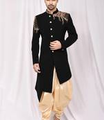 Stylish stitched semi indo with hand work solid stitched