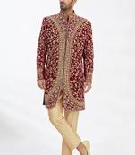 Stylish stitched sherwani with hand work all over solid stitched
