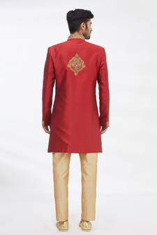 Stylish Stitched all over hand work semi indo solid stitched