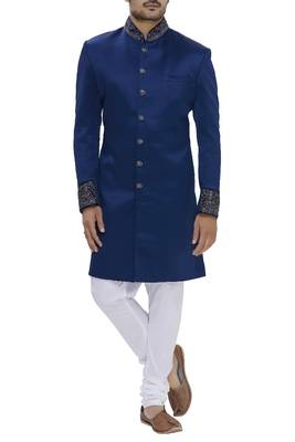 pattern stitched sherwan with hand work in sleeves & Neck 1