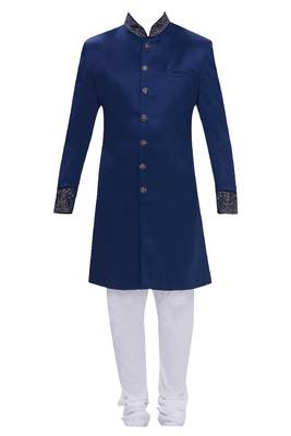 pattern stitched sherwan with hand work in sleeves & Neck 3