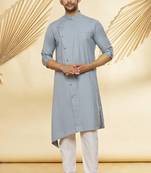 Assymetrical design stitched solid kurta