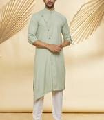 Assymetrical design stitched solid kurta