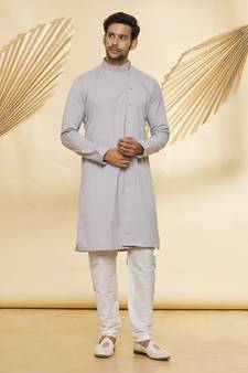 Assymetrical design stitched solid kurta