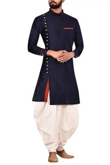 Assymetrical design stitched solid kurta