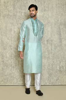 embroidery work solid stitched kurta