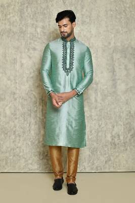 embroidery work solid stitched kurta 1
