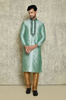 embroidery work solid stitched kurta