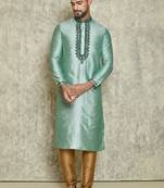 embroidery work solid stitched kurta