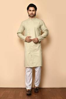 Assymetrical design stitched solid kurta