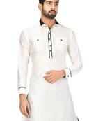 Pattern Stitched kurta shirt collar and front piping
