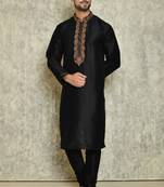 Embroidery work in front and collar solid stitched