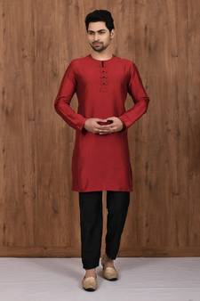 solid stitched pattern kurta