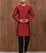 solid stitched pattern kurta