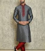embroidery work solid stitched kurta
