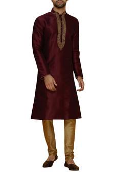 embroidery work solid stitched kurta