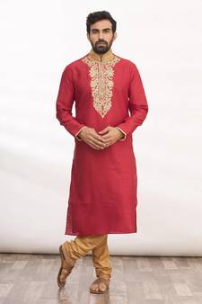 Aari work solid stitched kurta