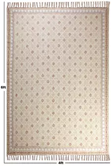 Indoor Kitchen Carpet Hand Block Printed Rug Handmade Cotton Dhurrie