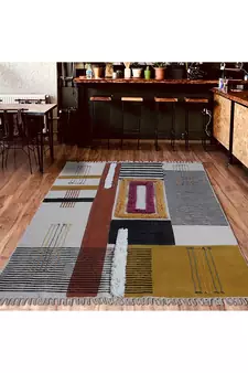 Outdoor Patio Rug Geometric Rug Handmade Cotton Dhurrie Area Rugs Bohomian Indoor Kilims