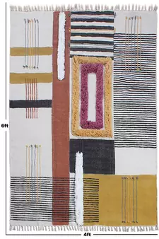 Outdoor Patio Rug Geometric Rug Handmade Cotton Dhurrie Area Rugs Bohomian Indoor Kilims