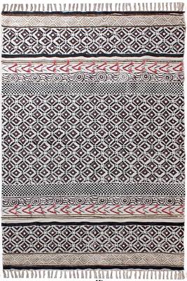 Cotton Rug Hand Made Dabu Print Boho Kilim Area Rug Living Room Decor Carpet 1
