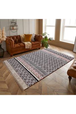 Cotton Rug Hand Made Dabu Print Boho Kilim Area Rug Living Room Decor Carpet 2
