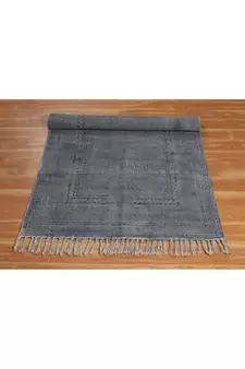 Hand Dabu Print Rug Boho Kilim Area Rug Indoor Lounge Decor Flat Woven