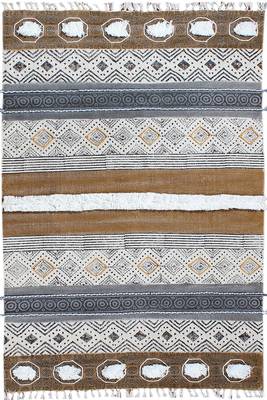 Boho Rug Cotton Dhurrie Hand Made Area Rug Indigo Blue Color Carpet Handwoven 1
