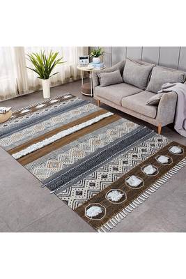 Boho Rug Cotton Dhurrie Hand Made Area Rug Indigo Blue Color Carpet Handwoven 2