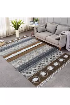 Boho Rug Cotton Dhurrie Hand Made Area Rug Indigo Blue Color Carpet Handwoven