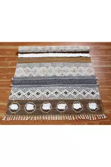 Boho Rug Cotton Dhurrie Hand Made Area Rug Indigo Blue Color Carpet Handwoven