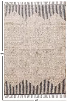 Hand Made Cotton Dhurrie Boho Kilim Area Rug Geometric Carpet Indigo Blue Color
