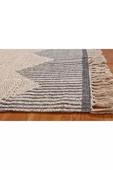 Hand Made Cotton Dhurrie Boho Kilim Area Rug Geometric Carpet Indigo Blue Color