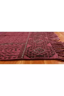 Hand Made Cotton Dhurrie Bohemian Kilims Carpet Indigo Blue Color