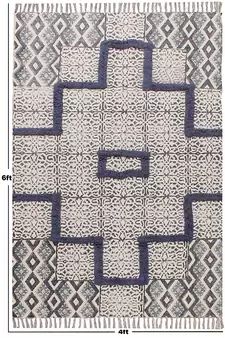Hand Made Dabu Print Rug Boho Kilim Area Rug Indoor Dining Room Decor Flat Woven