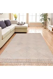 Bedroom Decor Handmade Cotton Rug Hand Block Printed Flat Weave