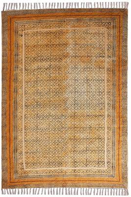 Study Room Area Rug Hand Block Printed Cotton Durries Boho Kilim 1