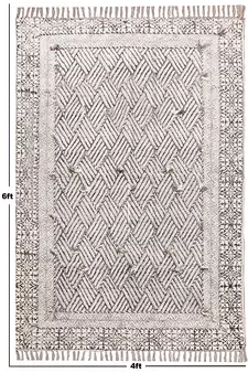 Hand Block Printed Cotton dhurrie Bohemian Kilims Carpet Handwoven Home Decor Rug